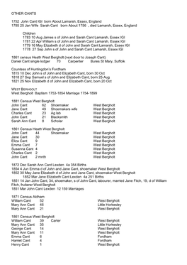 OTHER CANTS 1752 John Cant IGI Born About Lamarsh, Essex