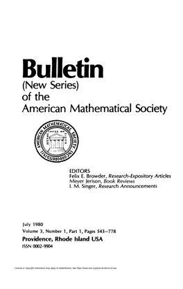 Bulletin (New Series) of the American Mathematical Society