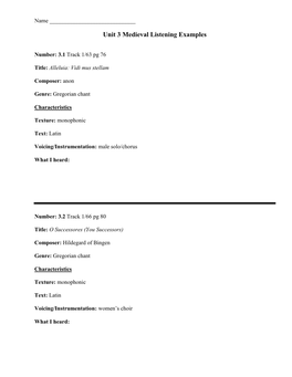 Unit 3 Medieval Listening Examples