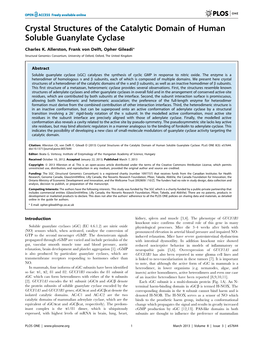 Crystal Structures of the Catalytic Domain of Human Soluble Guanylate Cyclase