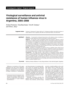 Virological Surveillance and Antiviral Resistance of Human Influenza Virus in Argentina, 2005–2008