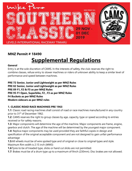 Supplemental Regulations General Entry Is at the Sole Discretion of CAMS