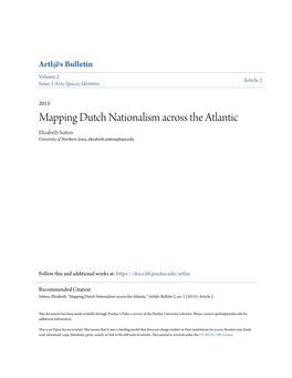 Mapping Dutch Nationalism Across the Atlantic Elizabeth Sutton University of Northern Iowa, Elizabeth.Sutton@Uni.Edu