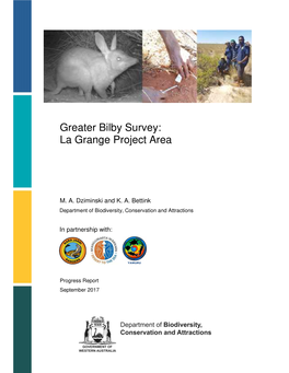 Greater Bilby Survey: La Grange Project Area