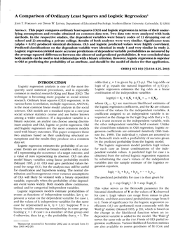 A Comparison of Ordinary Least Squares and Logistic Regression1