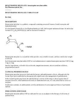 Benztropine Mesylate Tablets Usp