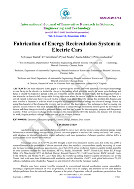 Fabrication of Energy Recirculation System in Electric Cars