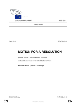 En En Motion for a Resolution