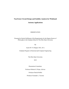 Non-Foster Circuit Design and Stability Analysis for Wideband