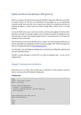 XAJAX: Una Librería De AJAX Para PHP (Parte 1)