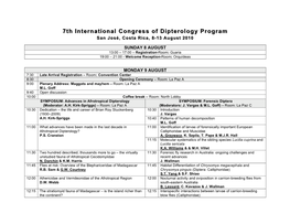 7Th International Congress of Dipterology Program 7Th
