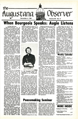 When Bourgeois Speaks: Augie Listens by Mary Mccowin People Die Before the Age of 6