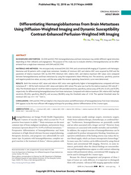 Differentiating Hemangioblastomas from Brain Metastases Using Diffusion-Weighted Imaging and Dynamic Susceptibility Contrast-Enhanced Perfusion-Weighted MR Imaging