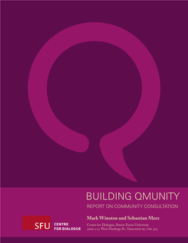 Building Qmunity Report on Community Consultation