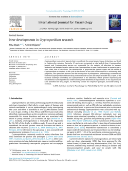 New Developments in Cryptosporidium Research