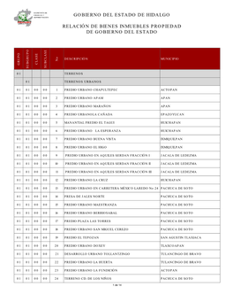 Gobierno Del Estado De Hidalgo Relación De Bienes