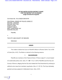 Case 1:18-Cv-02620-CMA-NYW Document 101 Filed 03/24/21 USDC Colorado Page 1 of 5