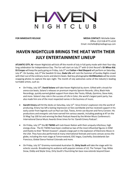 Haven Nightclub Brings the Heat with Their July Entertainment Lineup