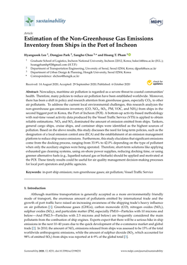 Estimation of the Non-Greenhouse Gas Emissions Inventory from Ships in the Port of Incheon