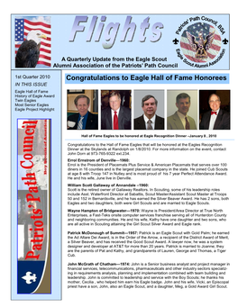 Congratulations to Eagle Hall of Fame Honorees in THIS ISSUE