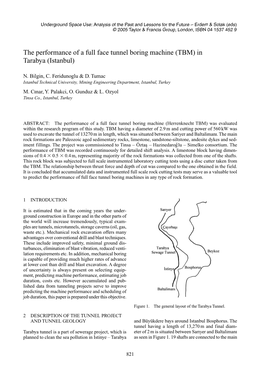The Performance of a Full Face Tunnel Boring Machine (TBM) in Tarabya (Istanbul)