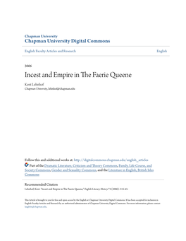 Incest and Empire in the Faerie Queene