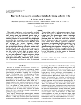 Tiger Moth Responses to a Simulated Bat Attack: Timing and Duty Cycle J