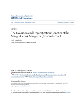 The Evolution and Domestication Genetics of the Mango Genus