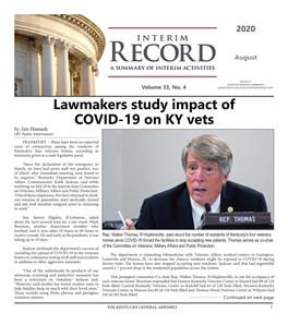 Lawmakers Study Impact of COVID-19 on KY Vets