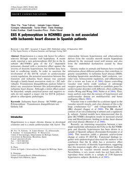 E65 K Polymorphism in KCNMB1 Gene Is Not Associated with Ischaemic Heart Disease in Spanish Patients