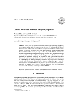 Gamma Ray Bursts and Their Afterglow Properties