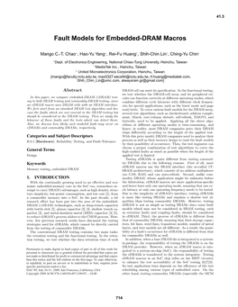 Fault Models for Embedded-DRAM Macros