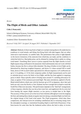The Flight of Birds and Other Animals