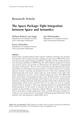 The Space Package: Tight Integration Between Space and Semantics