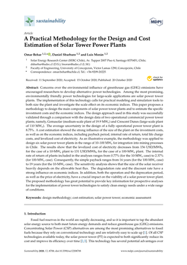 A Practical Methodology for the Design and Cost Estimation of Solar Tower Power Plants