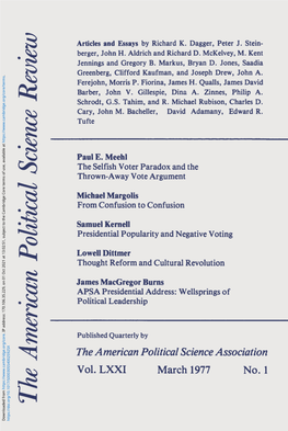 The American Political Science Association Vol. LXXI March 1977