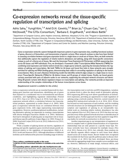 Co-Expression Networks Reveal the Tissue-Specific Regulation of Transcription and Splicing