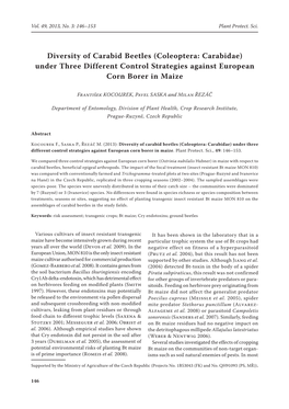 Diversity of Carabid Beetles (Coleoptera: Carabidae) Under Three Different Control Strategies Against European Corn Borer in Maize