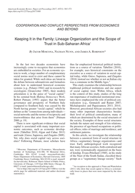 Lineage Organization and the Scope of Trust in Sub-Saharan Africa†