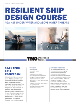 TNO Resilient Ship Design Course 2017