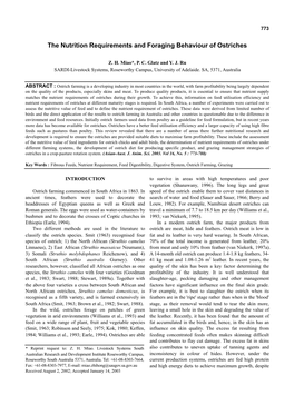 The Nutrition Requirements and Foraging Behaviour of Ostriches