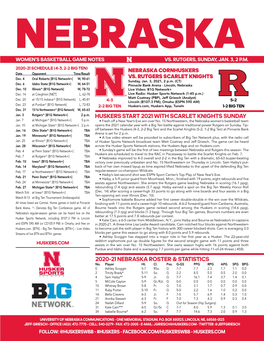 2020-21 Nebraska Roster & Statistics Huskers Start 2021 with Scarlet Knights Sunday