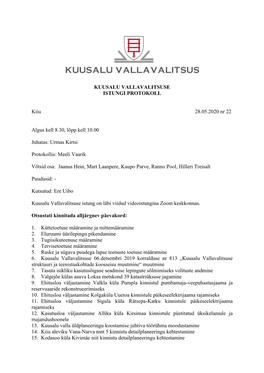 KUUSALU VALLAVALITSUSE ISTUNGI PROTOKOLL Kiiu 28.05