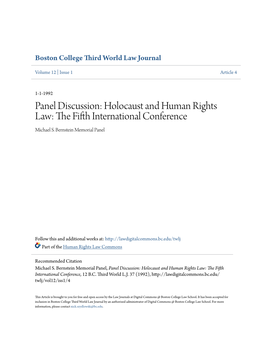 Holocaust and Human Rights Law: the If Fth Ni Ternational Conference Michael S