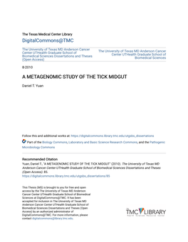 A Metagenomic Study of the Tick Midgut