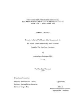 Fortschreiben, Vermeiden, Erneuern: Der Amerikadiskurs Deutscher Schriftsteller Nach Dem 11. September 2001