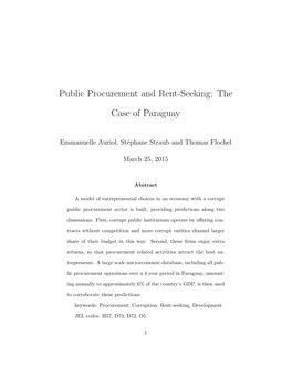 Public Procurement and Rent-Seeking: the Case of Paraguay