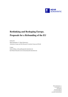 Rethinking and Reshaping Europe