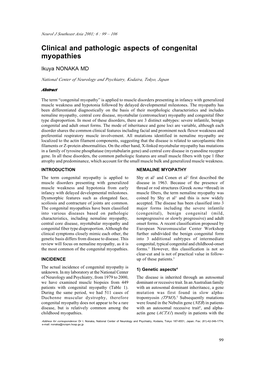 Clinical and Pathologic Aspects of Congenital Myopathies