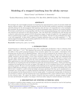 Modeling of a Stepped Luneburg Lens for All-Sky Surveys